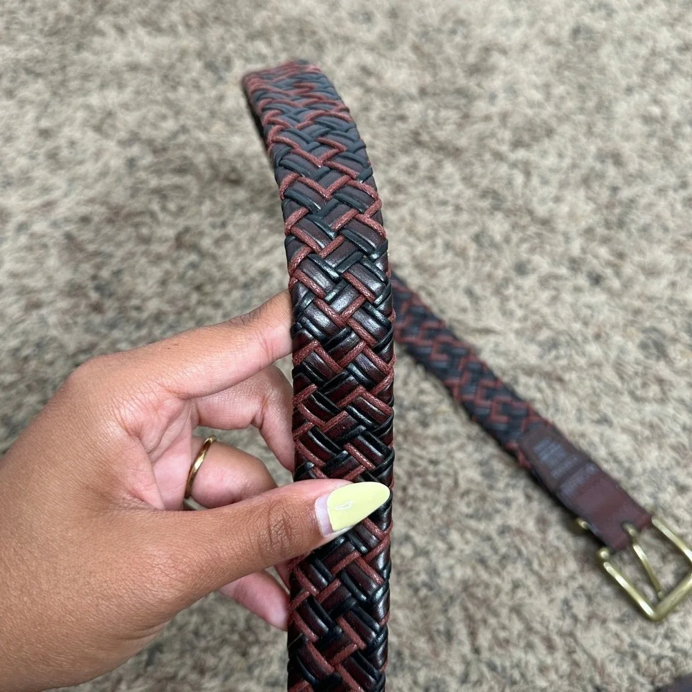 Columbia Mens Braided Leather Belt Brown Black Two Tone Size 34 CSK004